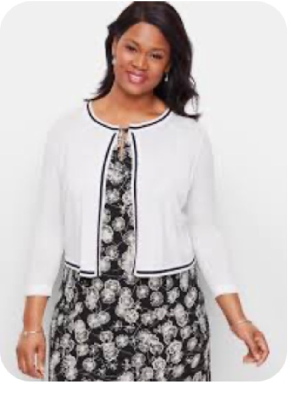 Talbots Cream Open-Front Cardigan with Black Trim 1X New